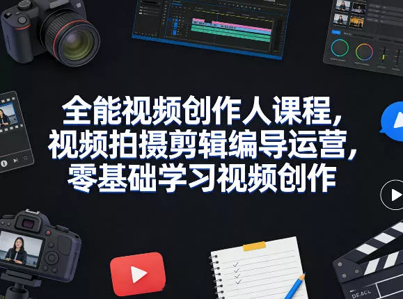 全能视频创作人课程，视频拍摄剪辑编导运营，零基础学习视频创作(更新2026年4月) - 项目资源网