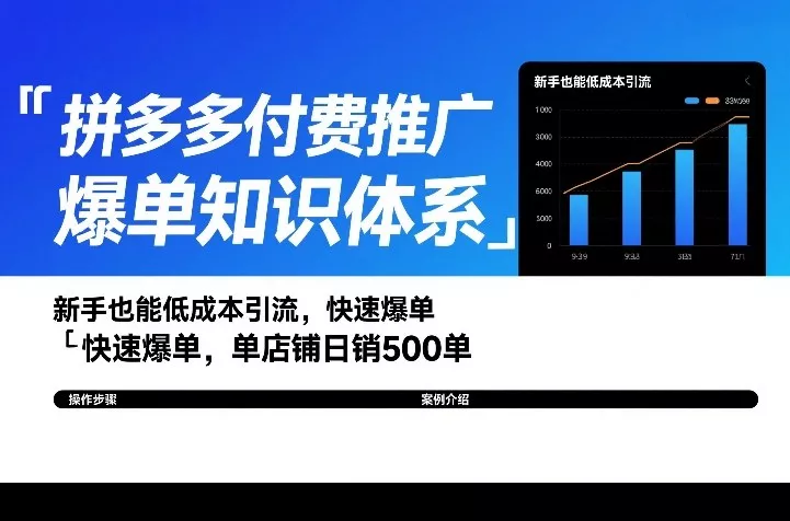 拼多多付费推广爆单知识体系,新手也能低成本引流,快速爆单,单店铺日销500单 拼多多付费推广爆单知识体系,新手也能低成本引流,快速爆单,单店铺日销500单