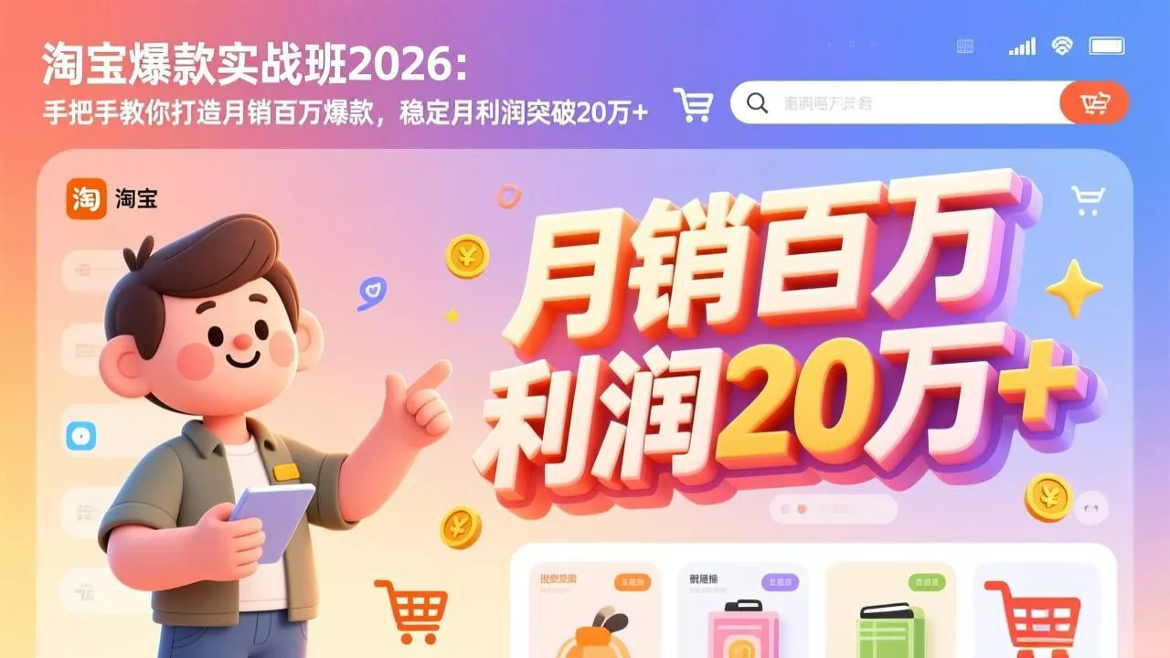淘宝爆款实战班-2026年2月更新：手把手教你打造月销百万爆款，稳定月利润突破20万+ - 项目资源网
