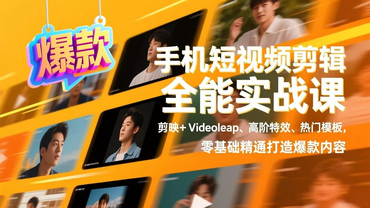 手机短视频剪辑全能实战课,剪映+Videoleap、高阶特效、热门模板,零基础精通打造爆款内容 手机短视频剪辑全能实战课,剪映+Videoleap、高阶特效、热门模板,零基础精通打造爆款内容