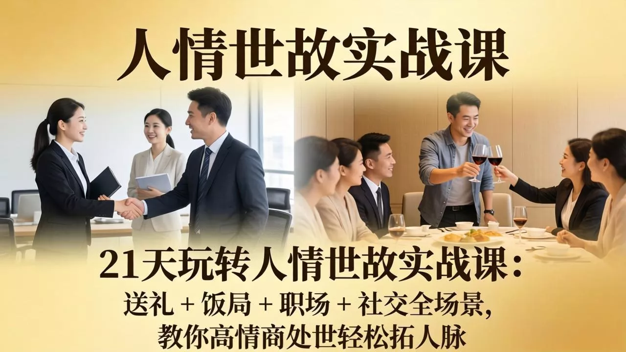 21 天玩转人情世故实战课：送礼 + 饭局 + 职场 + 社交全场景，教你高情商处世轻松拓人脉 - 项目资源网
