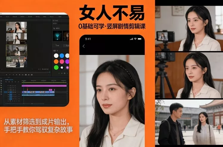 0基础可学!《女人不易》竖屏剧情剪辑课,从素材筛选到成片输出,手把手教你驾驭复杂故事 0基础可学!《女人不易》竖屏剧情剪辑课,从素材筛选到成片输出,手把手教你驾驭复杂故事