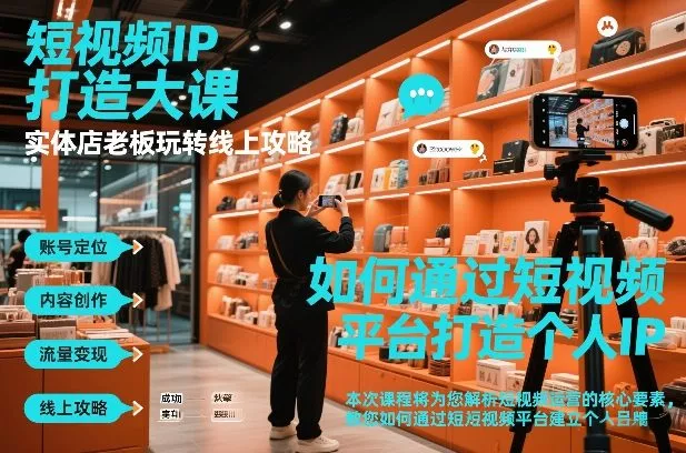 短视频ip打造大课,实体店老板玩转线上攻略 短视频ip打造大课,实体店老板玩转线上攻略