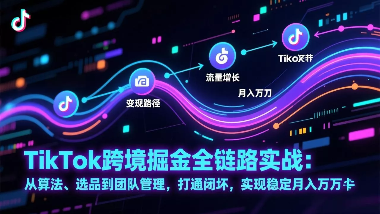 TikTok跨境掘金全链路实战：从算法、选品到团队管理，打通闭环，实现稳定月入万刀 - 项目资源网