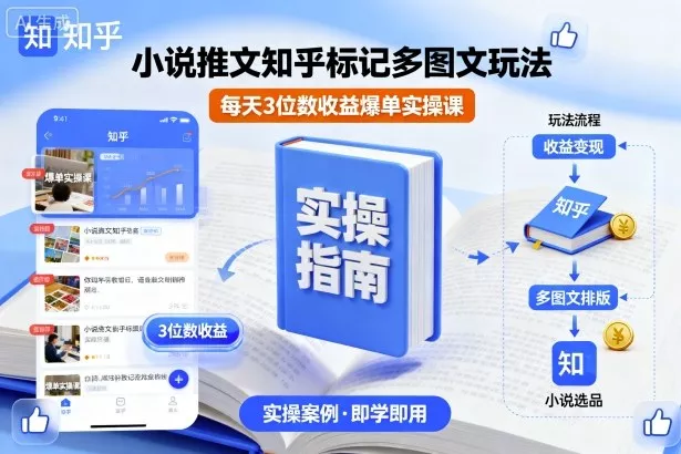 小说推文知乎标记多图文玩法，每天3位数收益爆单实操课 - 项目资源网