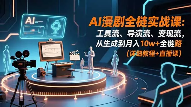 AI漫剧全栈实战课：工具流、导演流、变现流，从生成到月入10w+全链路 (详细教程+直播课 - 项目资源网