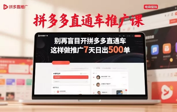 拼多多直通车推广课，别再盲目开拼多多直通车，这样做推广7天日出500单 - 项目资源网
