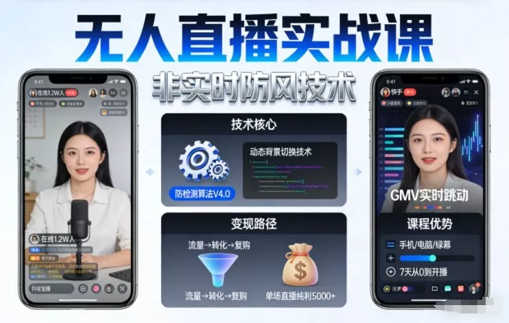 宝子哥无人直播实战课，非实时防风技术，聚焦抖音快手等平台直播带货，轻松开启直播变现之路(更新2026年5月02日) - 项目资源网