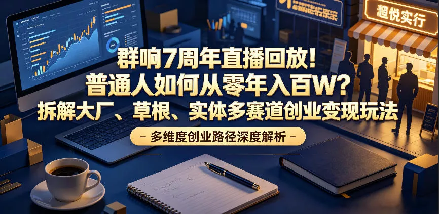 群响7周年直播回放！普通人如何从零年入百W？拆解大厂、草根、实体多赛道创业变现玩法 - 项目资源网