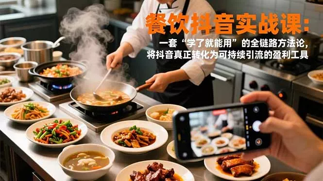 餐饮抖音实战课：一套“学了就能用”的全链路方法论，将抖音真正转化为可持续引流的盈利工具 - 项目资源网