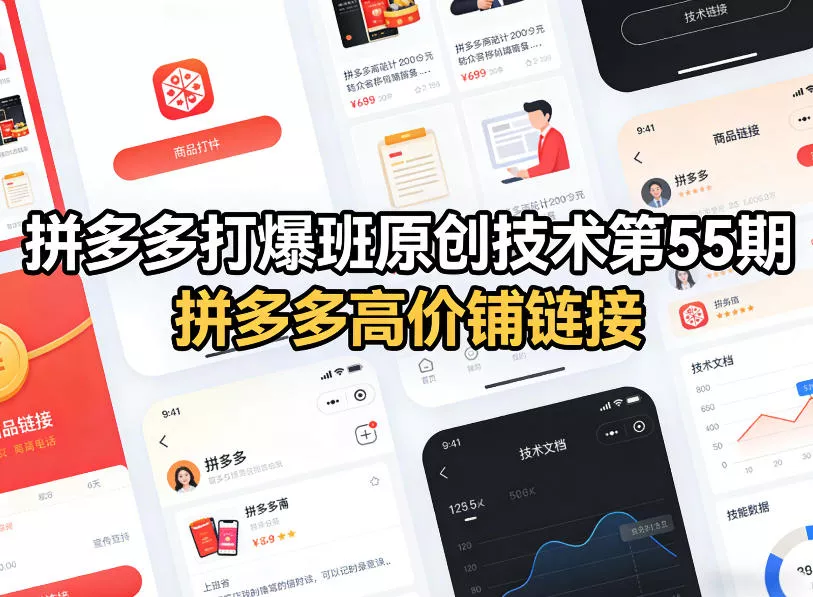 拼多多打爆班原创技术第55期，拼多多高价铺链接 - 项目资源网