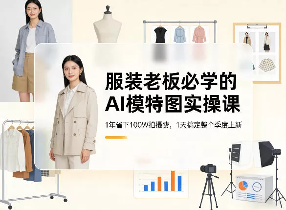 服装老板必学的AI模特图实操课,1年省下100W拍摄费,1天搞定整个季度上新 服装老板必学的AI模特图实操课,1年省下100W拍摄费,1天搞定整个季度上新