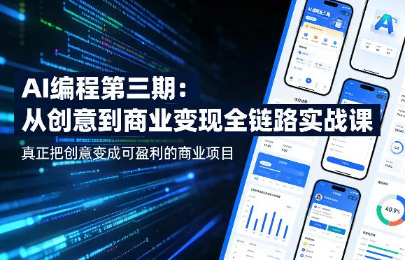 AI编程第三期，从创意到商业变现的全链路实战课，真正把创意变成可盈利的商业项目(更新06月08日) - 项目资源网